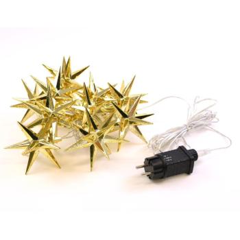 Světelný vánoční řetěz zlaté hvězdy do zásuvky venkovní + vnitřní 1,35 m