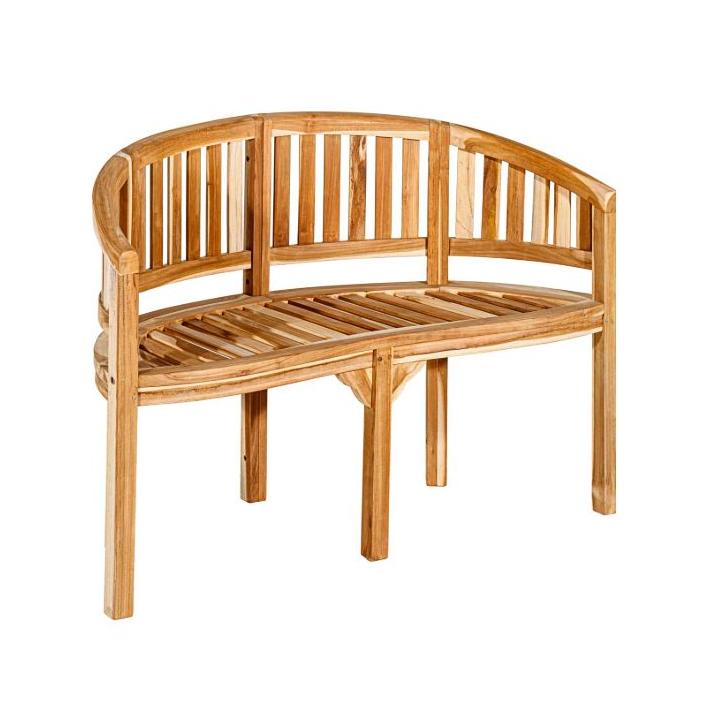 Menší teaková lavička pro dva na zahradu / terasu / před dům, venkovský vzhled, neošetřená, 120 cm