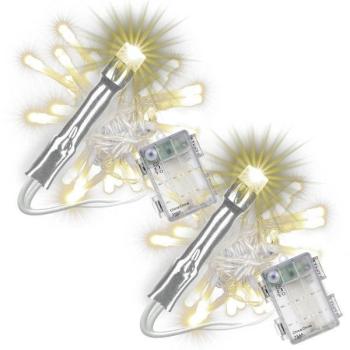 2x vánoční řetěz s časovačem na baterie teple bílý venkovní + vnitřní 5 m