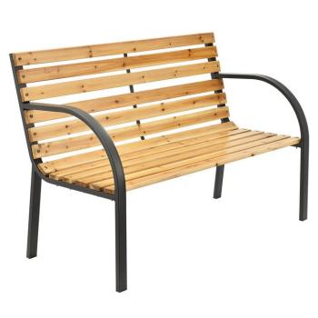 Malá levná venkovní lavička kov dřevo dvoumístná na balkon / terasu / před dům 120 cm