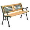 Levná malá zahradní lavička pro 2 osoby litina + dřevo 122 cm se zdobenými detaily