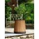 Luxusní velký plastový venkovní květináč venkovní hnědý ve vzhledu dřeva 51x51x62 cm