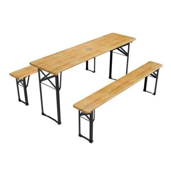 Levný venkovní skládací set stůl s lavicemi dřevo kov na grilování / pořádání akcí, 170 cm