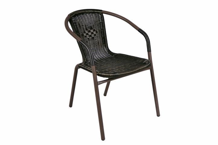 Balkonová židle, ocelový rám + ratanový výplet, hnědá