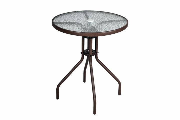 Kulatý balkonový stolek, ocelový rám + skleněná deska