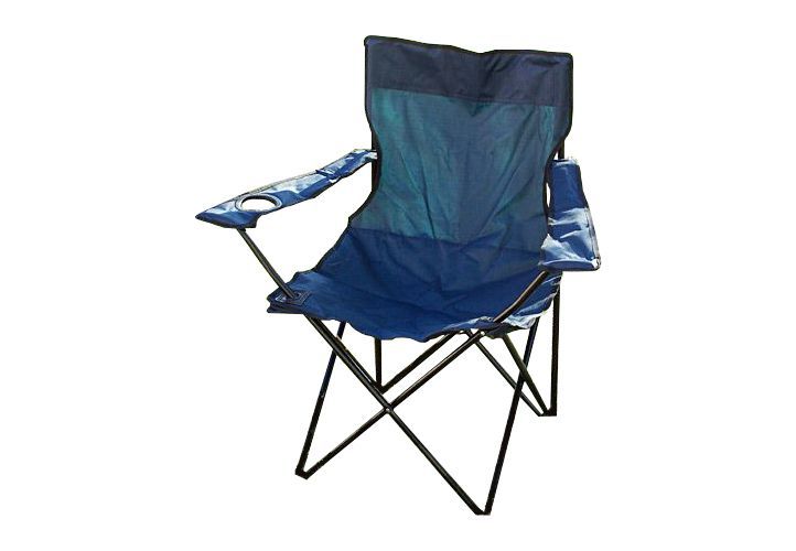 Skládací židle s područkami, textilní potah, modrá