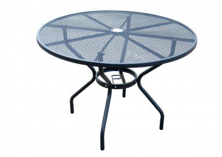 Kulatý kovový zahradní stůl, drátěná horní deska, černý, průměr 106 cm