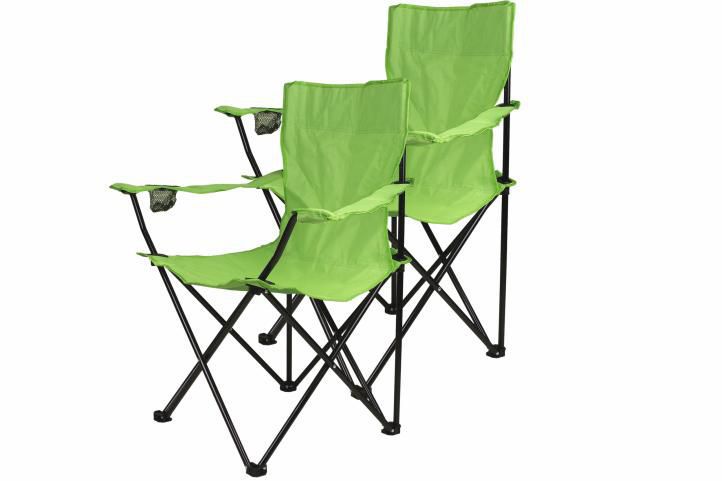 2 ks kempinková skládací židle s područkami, zelená