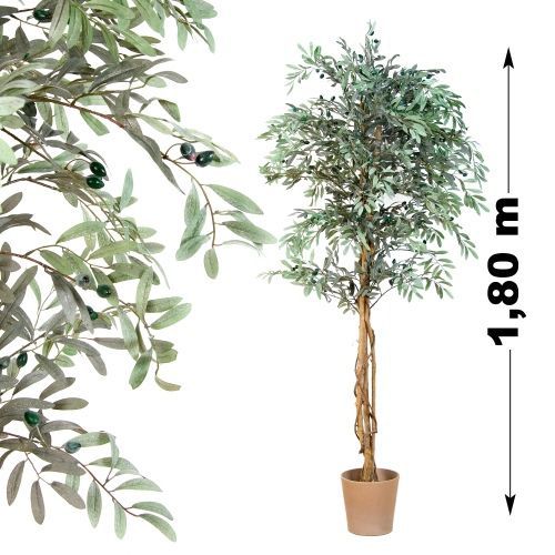 Umělá rostlina - olivovník jako živý, kmen z pravého dřeva, 180 cm