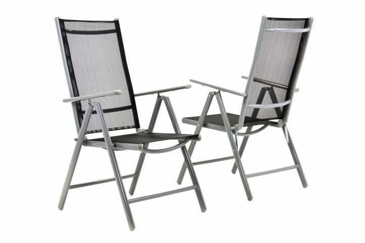 2 ks skládací kovová židle s textilním sedákem a opěradlem