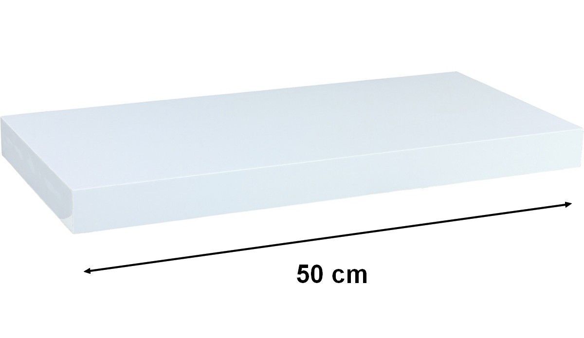 Nástěnná polička s levitujícím efektem bílá, 50 cm