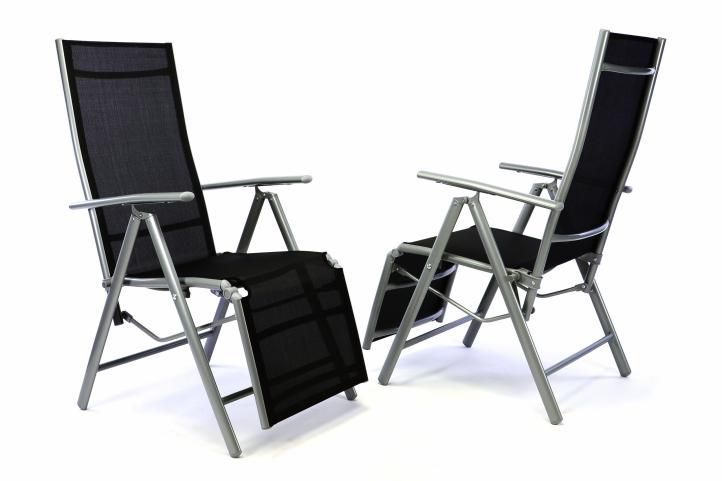 2 ks skládací polohovací venkovní židle s textilním výpletem