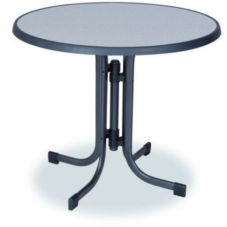 Zahradní kovový skládací stůl ø 85 cm, kovový rám / horní deska sevelit