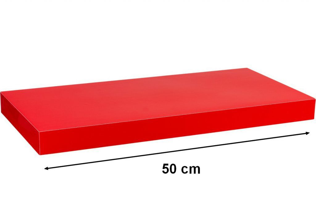 Nástěnná polička s levitujícím efektem lesklá červená, 50 cm