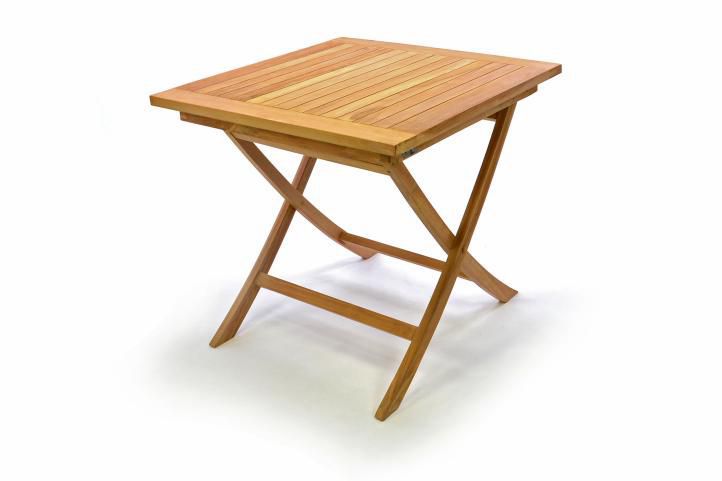 Menší dřevěný stolek na zahradu, terasu, balkon, 80x80 cm, týkové dřevo