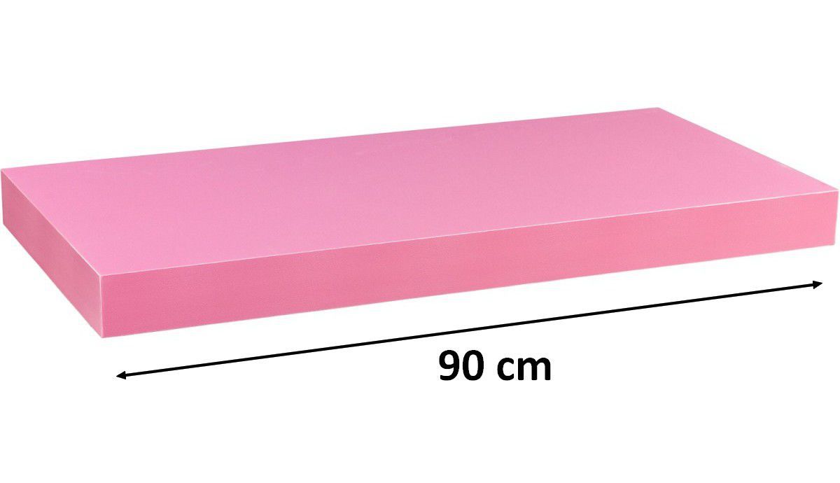 Nástěnná polička s levitujícím efektem růžová, 90 cm