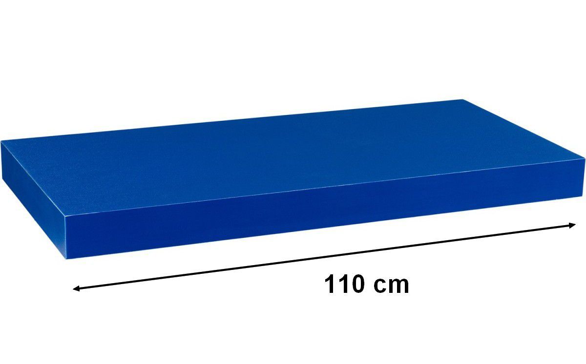 Nástěnná polička s levitujícím efektem modrá, 110 cm
