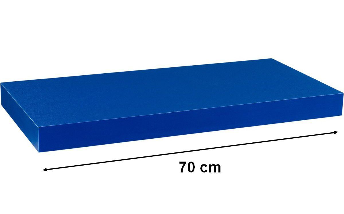 Nástěnná polička s levitujícím efektem modrá, 70 cm
