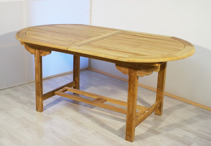Rozkládací dřevěný stůl oválný, týkové dřevo, 170 - 230 cm