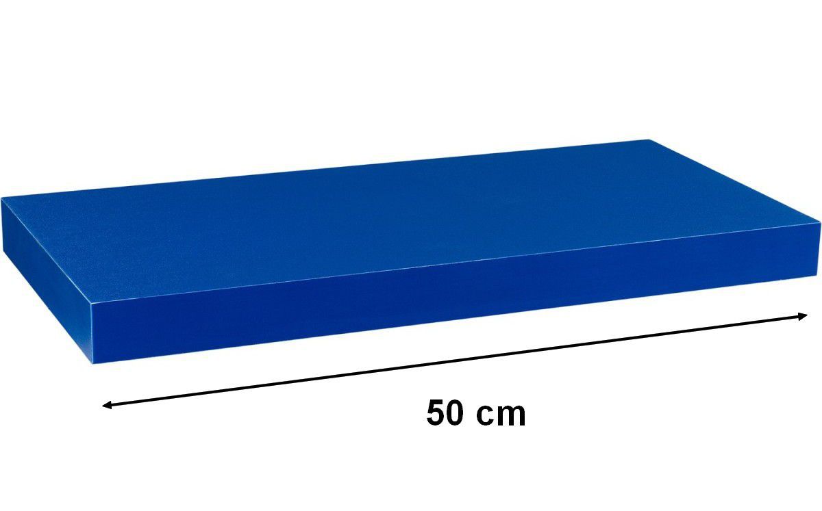 Nástěnná polička s levitujícím efektem modrá, 50 cm