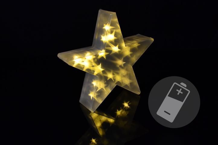 Vánoční svítící hvězda do bytu, k postavení, na baterie, 35 cm