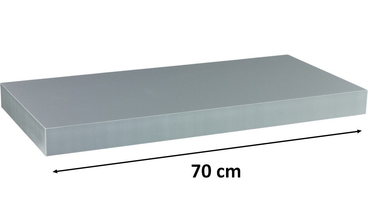 Nástěnná polička s levitujícím efektem stříbrná, 70 cm