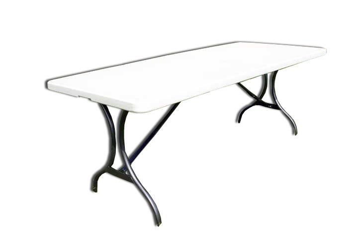 Zahradní obdélníkový stůl skládací, bílý, kov / plast