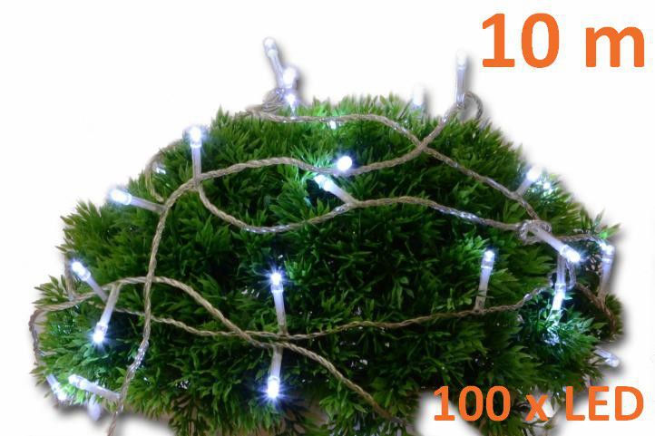 Vánoční LED osvětlení - řetěz venkovní / vnitřní, časový spínač, 10 m
