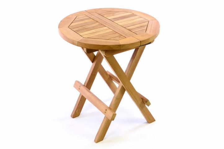 Menší dřevěný odkládací stolek kulatý, teakové dřevo