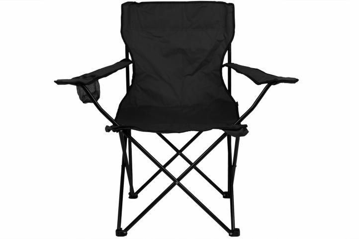 Kovová skládací židle s textilní výplní, s područkami, černá