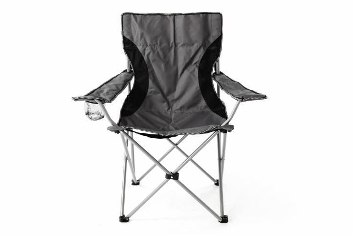 Skládací rybářská židle, textil / kov, šedá