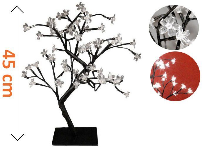 Okrasný umělý stromek se svítícími květy, LED diody, 45 cm