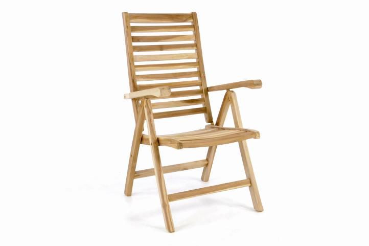 Dřevěná venkovní židle z teakového dřeva, nastavitelná opěrka