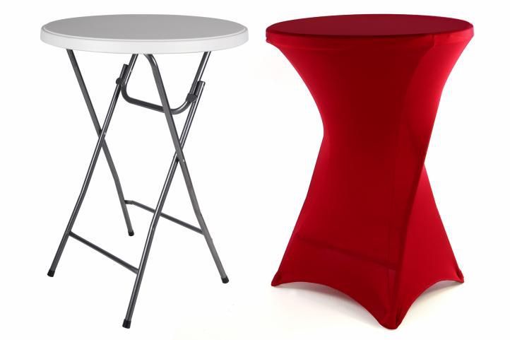 Vysoký kulatý párty stolek s elastickým potahem, červený, 110 cm