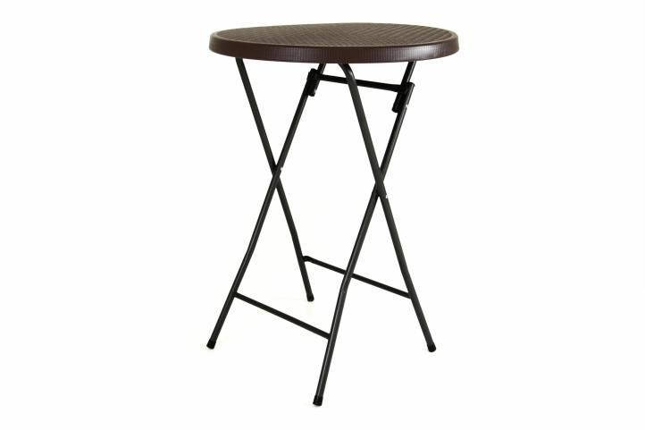 Vysoký barový stolek venkovní, kulatý, 110 cm, hnědý