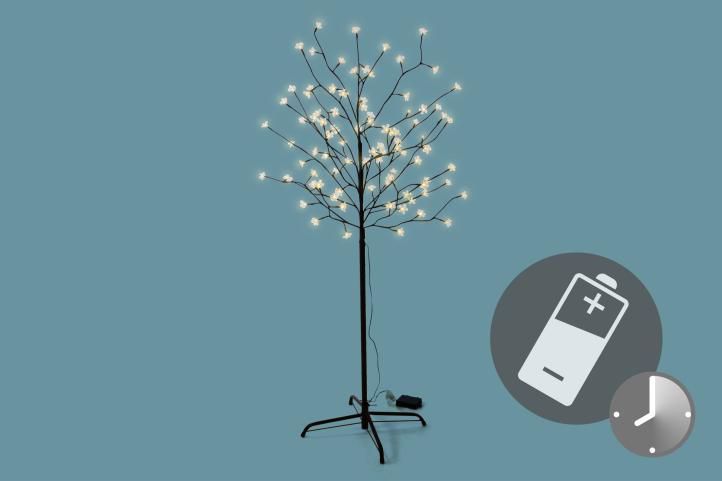 Velký umělý strom se svítícími kvítky, na baterie, 150 cm