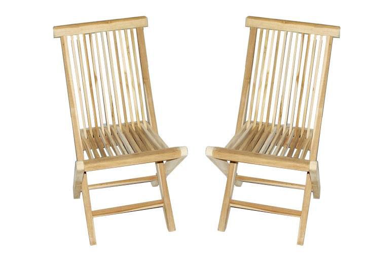 2 ks dřevěná skládací židle bez područek, teakové dřevo