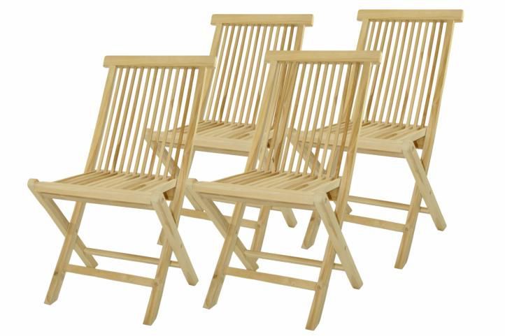 4 ks dřevěná skládací židle bez područek, teakové dřevo