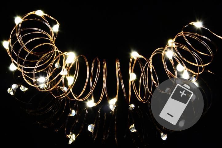 LED řetěz na baterie- vzhled pružiny, vnitřní, 10 LED, 1 m