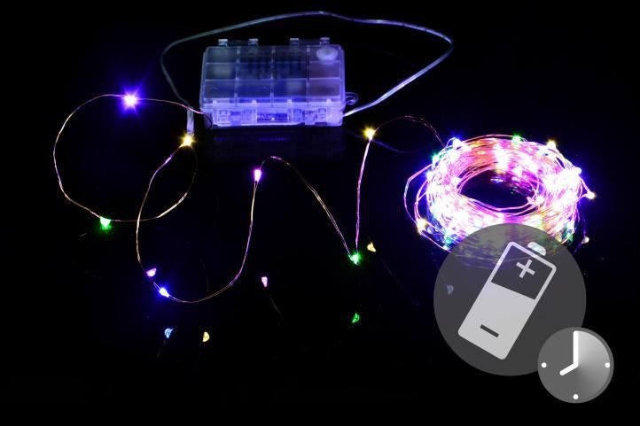 Vánoční osvětlení- drát s mini LED diodami, dálkové ovládání, 9,7 m