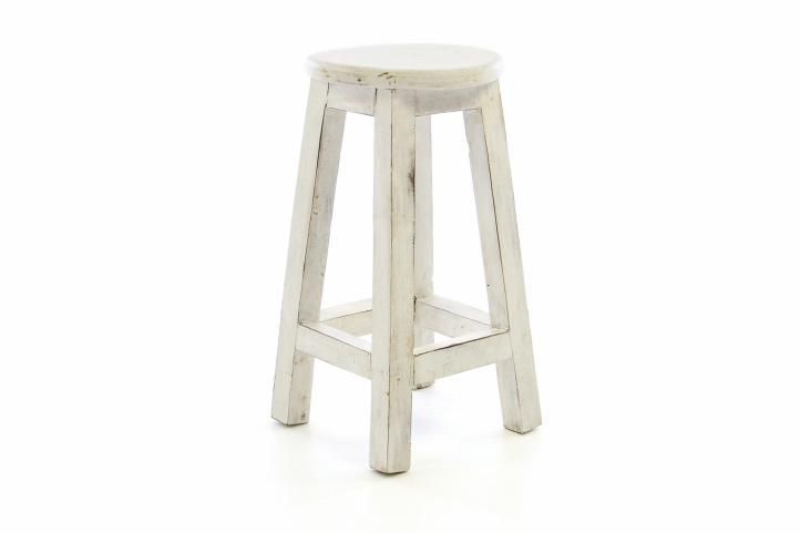 Designová dřevěná stolička, retro vzhled, bílá, 40 cm