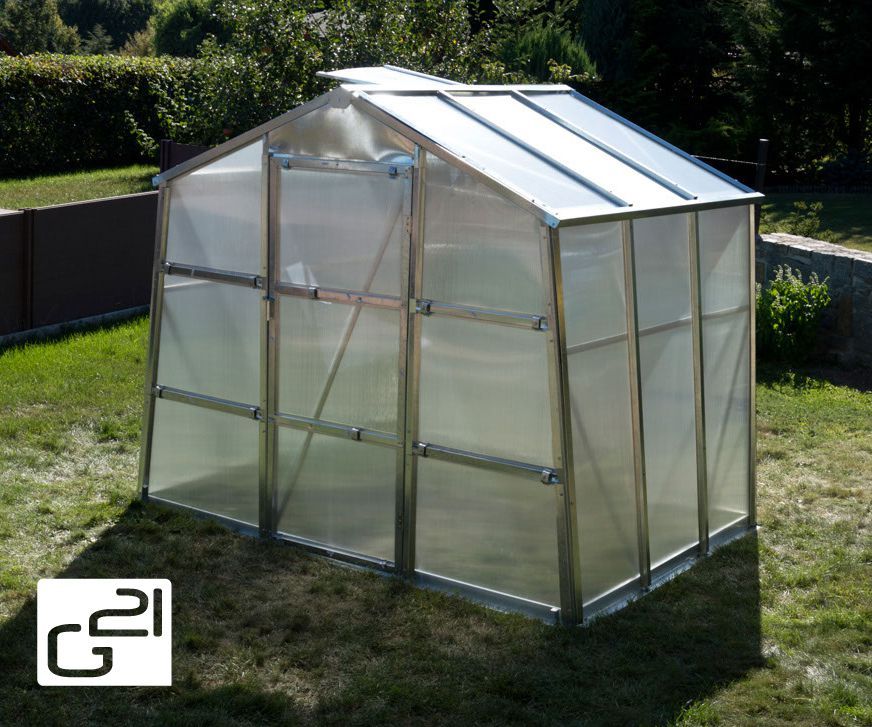 Menší zahradní polykarbonátový skleník, pozink, 251x202x191 cm