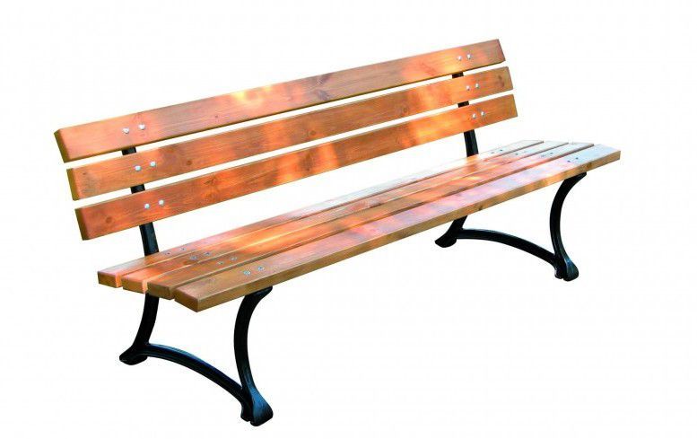 Dřevěná parková lavice- litinový rám + dřevěný sedák a opěrka, 180 cm