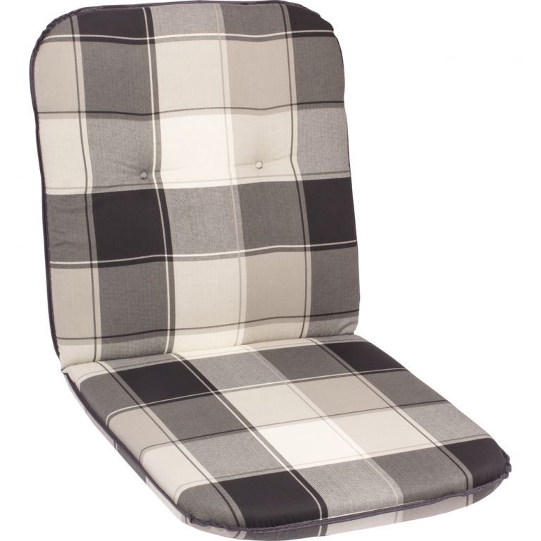 Polstrovaný podsedák na židle, nízké opěradlo, šedá kostka, 98x49 cm