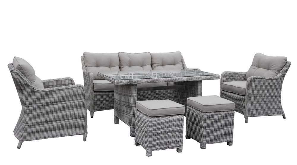 Venkovní sestava nábytku z umělého ratanu, vyplétaná, historický vzhled, antracit / šedá