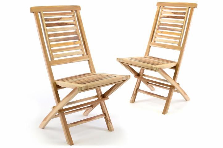 2 ks skládací zahradní židle z masivu, exotické teakové dřevo- přírodní