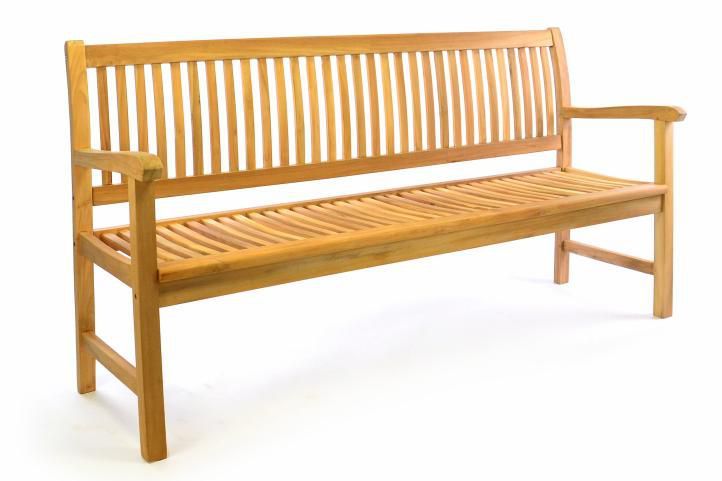 Pevná zahradní lavička z týkového dřeva, masiv, pro 3 osoby, 180 cm