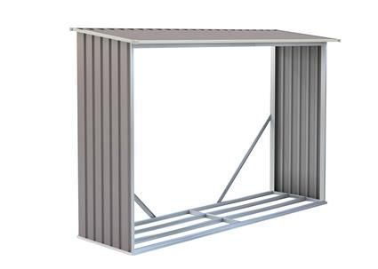 Kovový přístřešek na dřevo ke stěně / k plotu, šedý, 242x160x75 cm