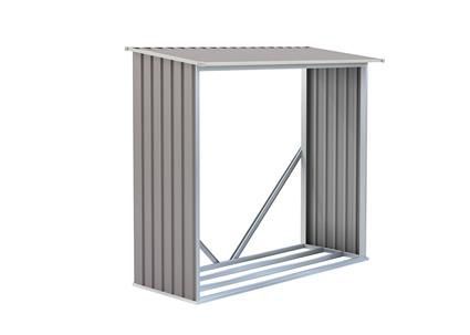 Kovový přístřešek na dřevo ke stěně / k plotu, šedý, 182x160x75 cm