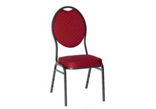 Pevná kongresová interiérová židle, kov / textilní polstrování, nosnost 140 kg, červená